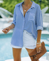 Workflow Striped Button Down Top